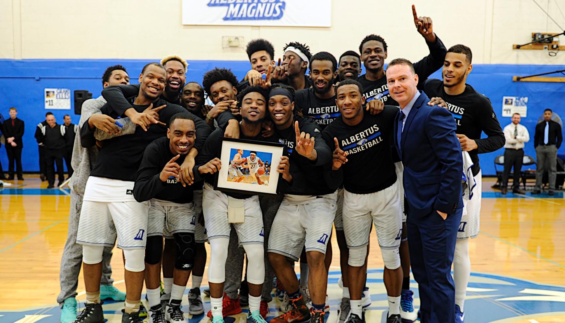 Ellis Leads Men's Basketball Past Mount Ida, 110-89, on Senior Day