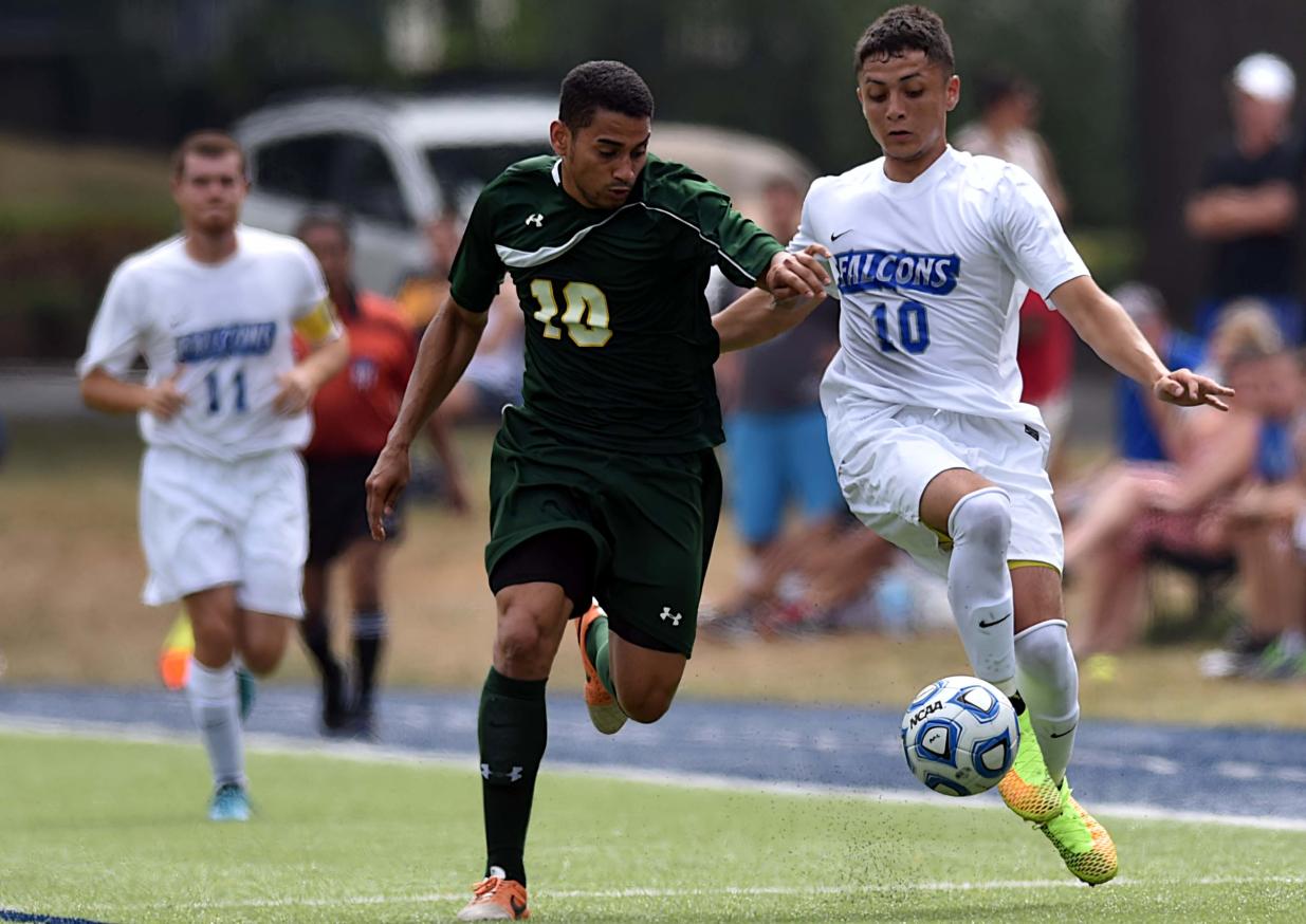 Zapata's Two Goals Powers Men's Soccer Past Regis in Home Opener