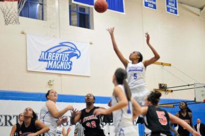 Falcons Win Third Straight, Defeat Lesley 64-26